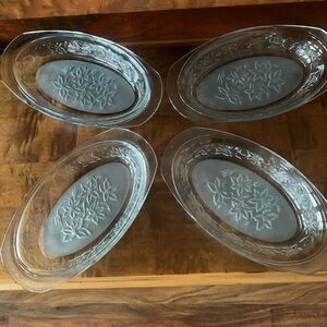 Princess House Clear Glass Floral Oval Serving Bowls - Clear